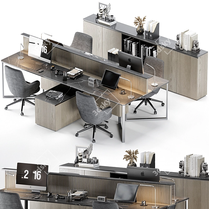 Modern Employee Office Furniture Set 3D model image 1