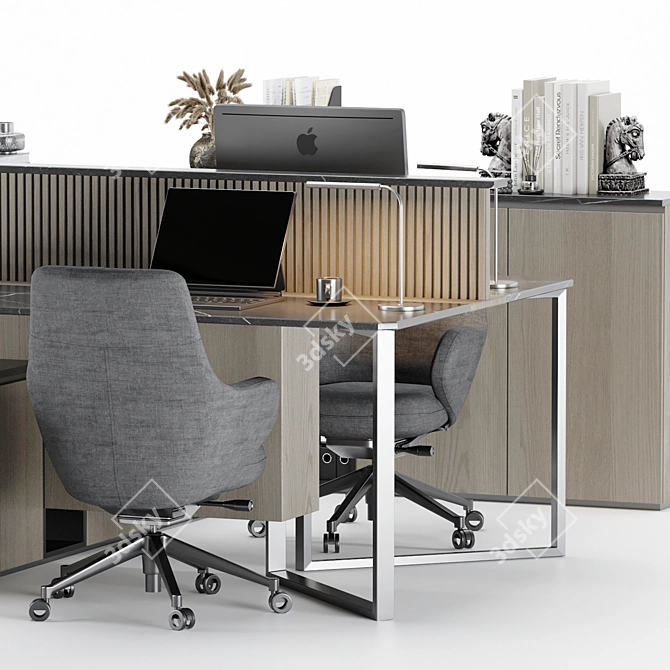 Modern Employee Office Furniture Set 3D model image 2
