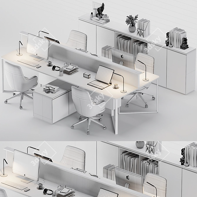 Modern Employee Office Furniture Set 3D model image 6