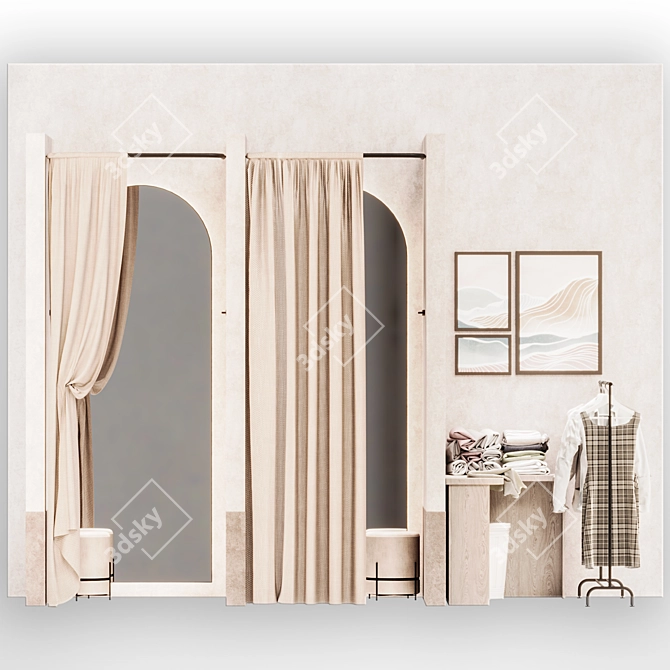 Modular Clothing Fitting Room 3D model image 2