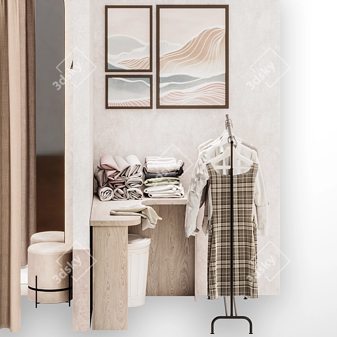 Modular Clothing Fitting Room 3D model image 4