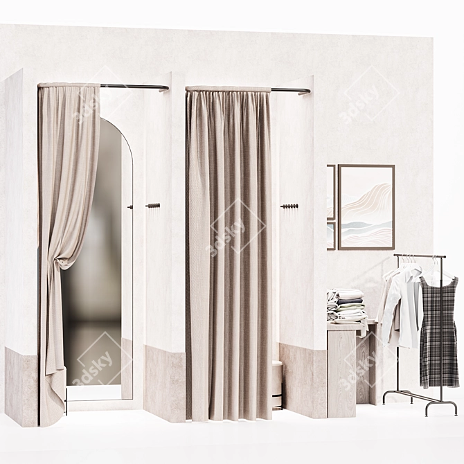Modular Clothing Fitting Room 3D model image 5
