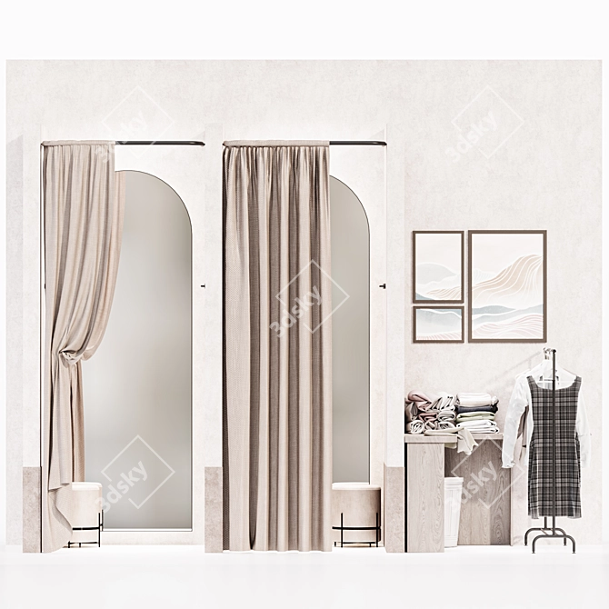 Modular Clothing Fitting Room 3D model image 7