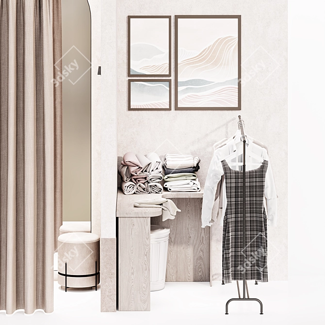 Modular Clothing Fitting Room 3D model image 8