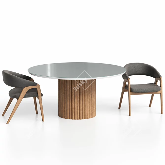 Belize Round Dining Set with Arc Dining Armchair 3D model image 7