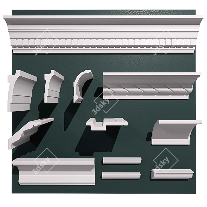 Polystyrene Cornices Set • Creative Moulding Profiles 3D model image 2