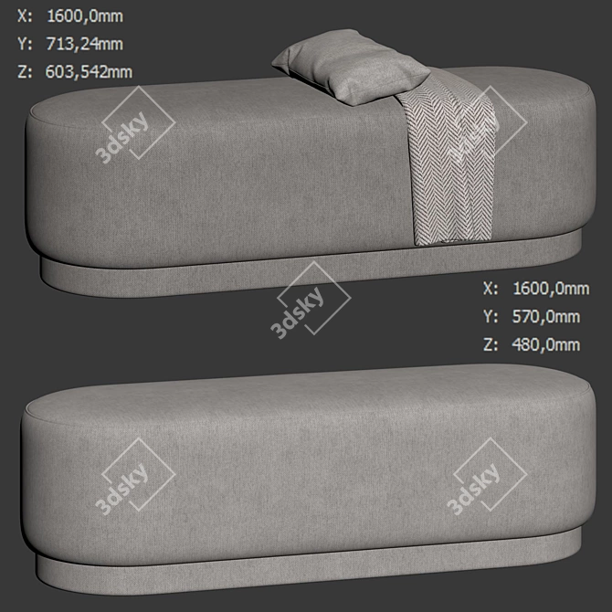 Montbel Oval Pouf Tablet 5277 3D model image 6