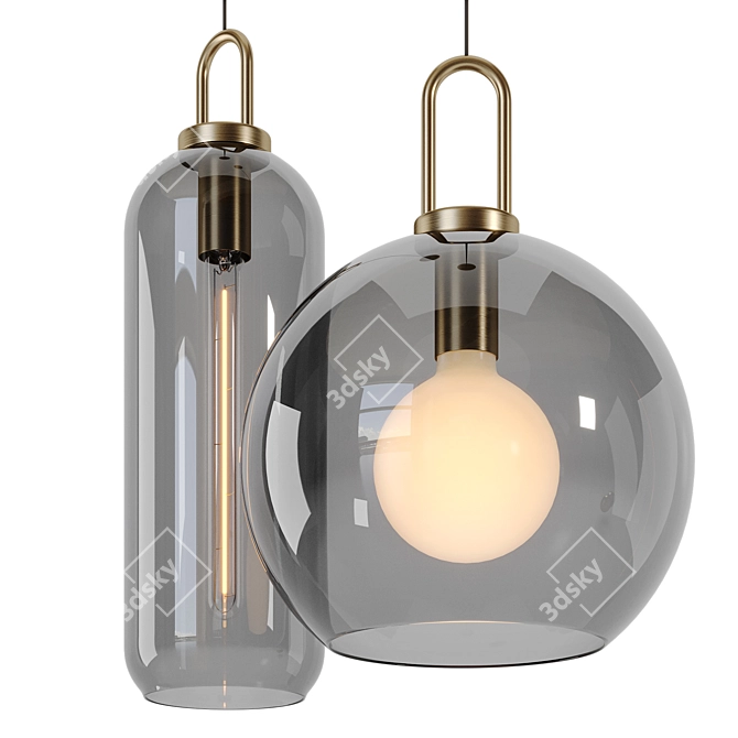 Frosted Glass Pendant Light 3D model image 5