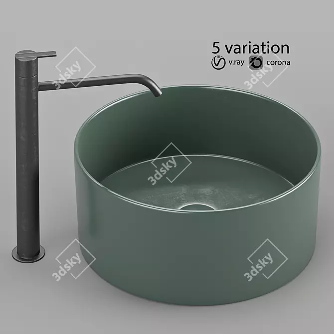 Round Ceramic Washbasin Theo 7 3D model image 1