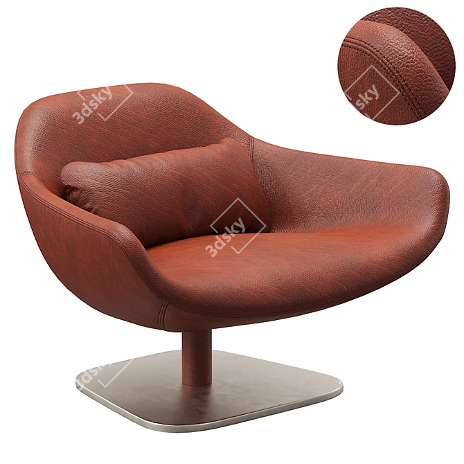 Modern Longhi Armchair, Satin Nickel 3D model image 1