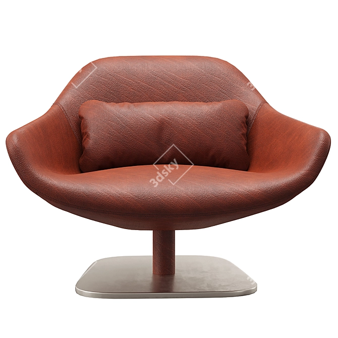 Modern Longhi Armchair, Satin Nickel 3D model image 3