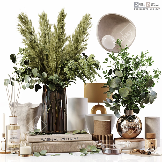 Elegant Home Decor Set 209 3D model image 1