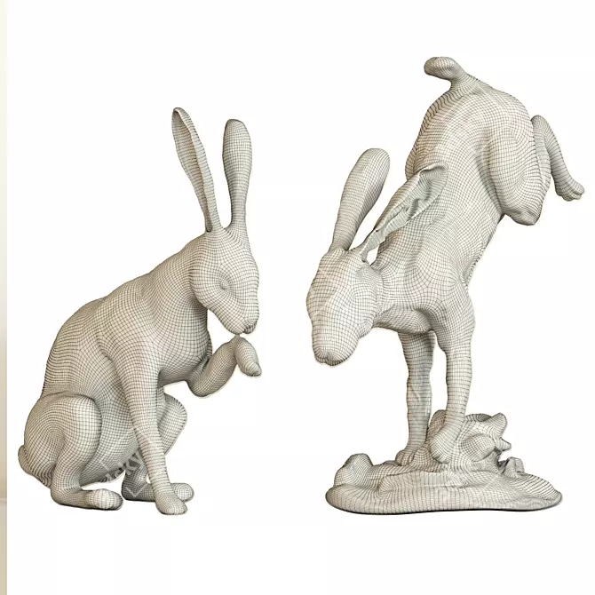 Whimsical Hares Figurine Set 002 3D model image 3