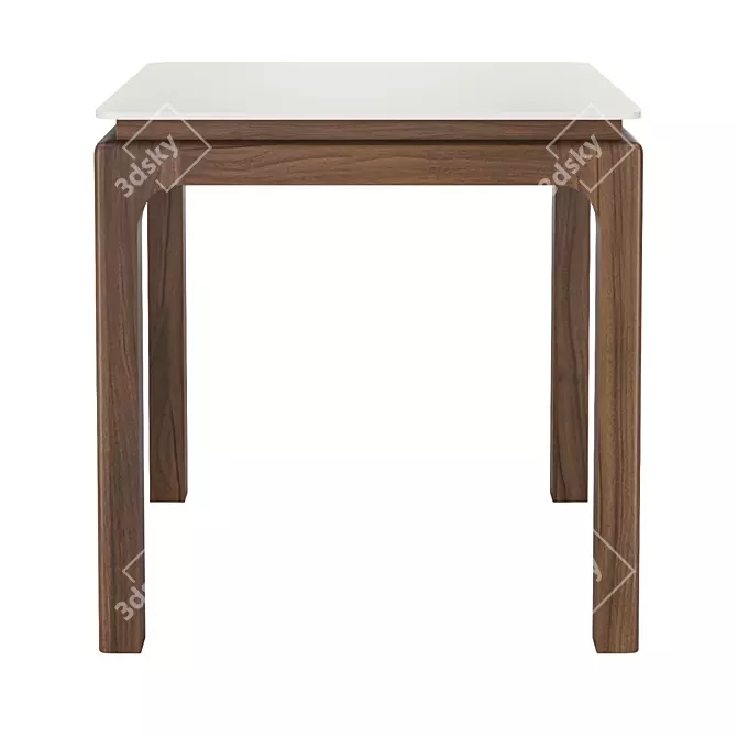 Modern Side Table with Walnut Base 3D model image 2