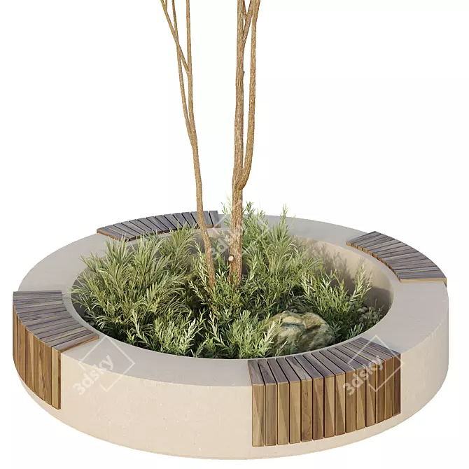 Urban Green Plant Bench Collection 3D model image 2