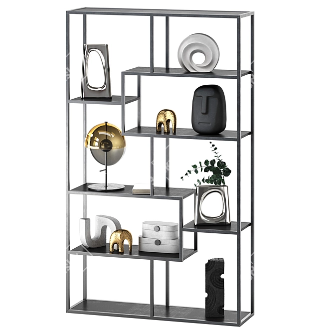 Cosmo Metal Shelving with Black Shelves 3D model image 1