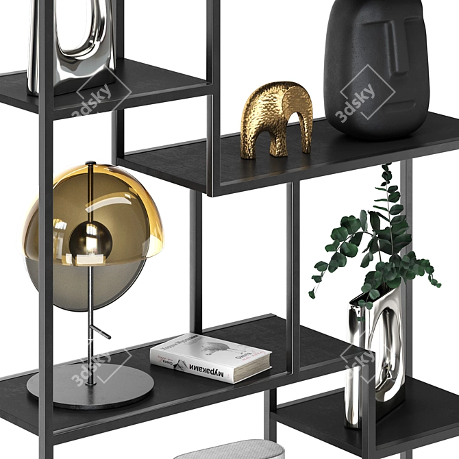 Cosmo Metal Shelving with Black Shelves 3D model image 3