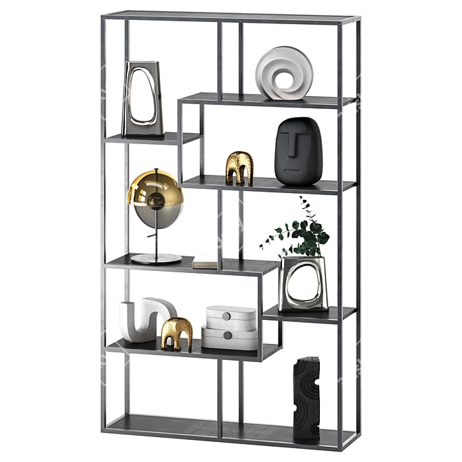 Cosmo Metal Shelving with Black Shelves 3D model image 7