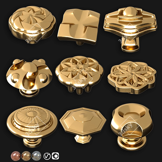 Elegant Door Knobs Set 3D model image 6