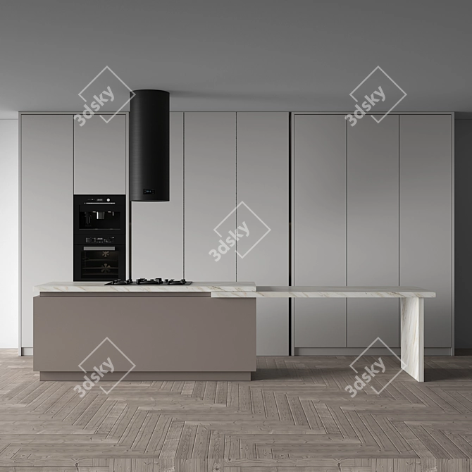 Contemporary Dual-Tone Kitchen Suite 3D model image 3
