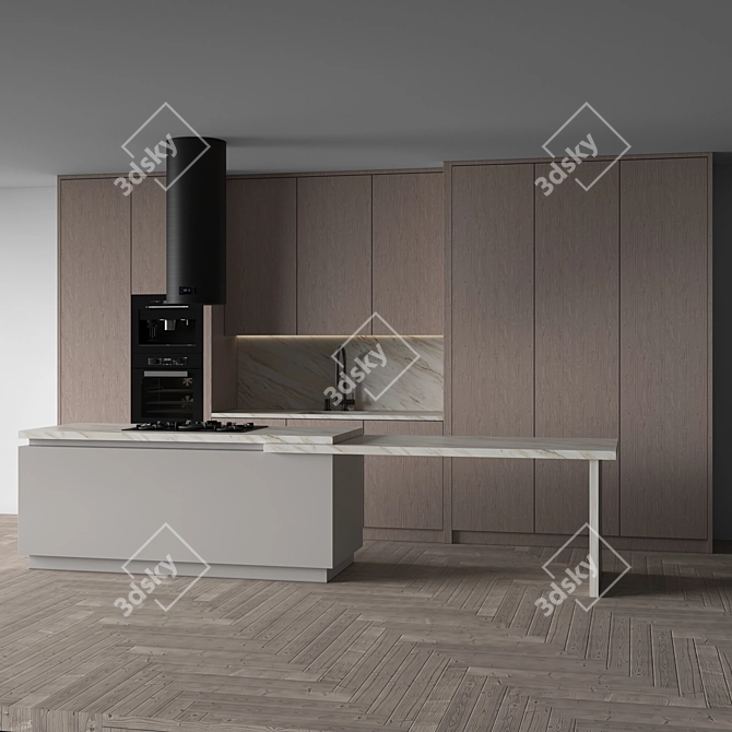 Contemporary Dual-Tone Kitchen Suite 3D model image 4