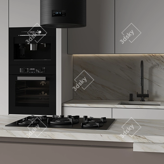 Contemporary Dual-Tone Kitchen Suite 3D model image 6