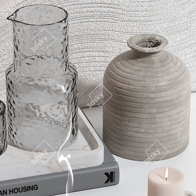 Modern Decorative Set with Statue 3D model image 5