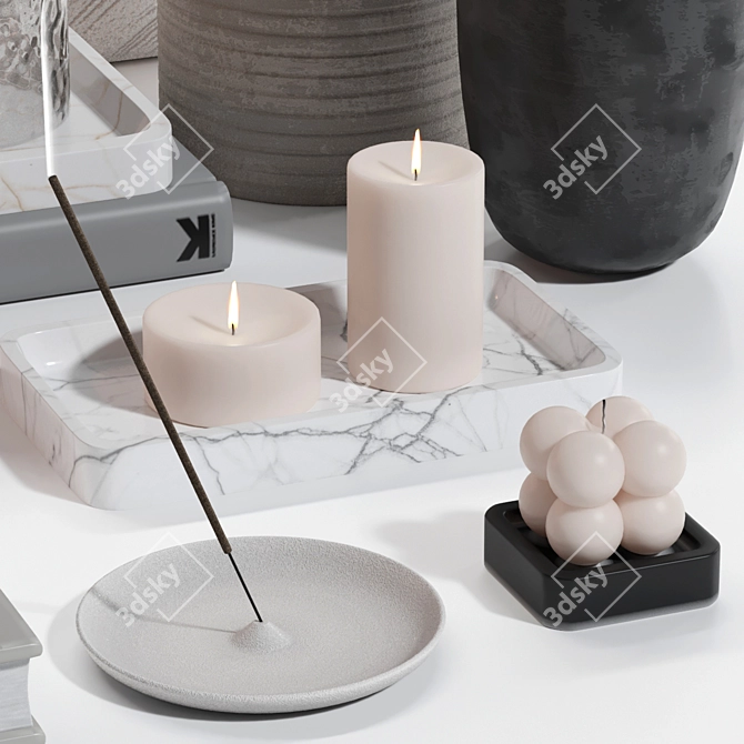 Modern Decorative Set with Statue 3D model image 6