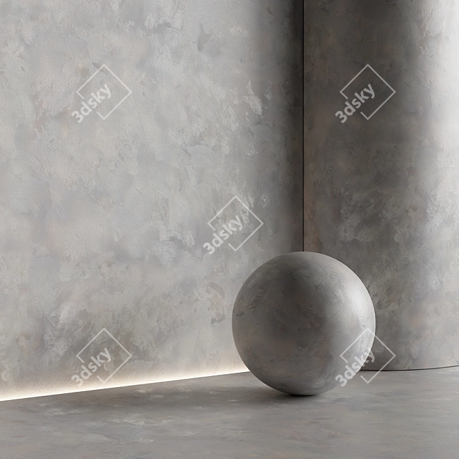 Seamless Grey Decorative Plaster 3D model image 2