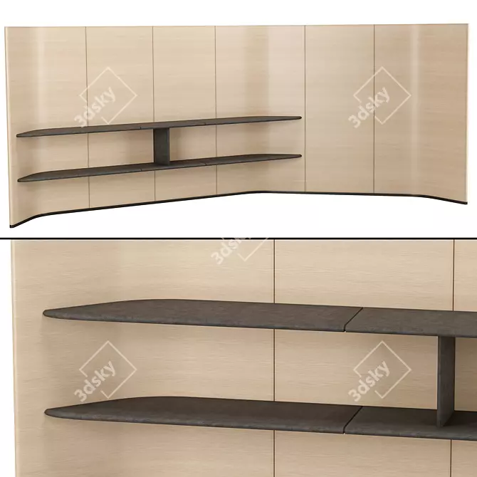 Elegant Dual Module Office Divider 3D model image 2