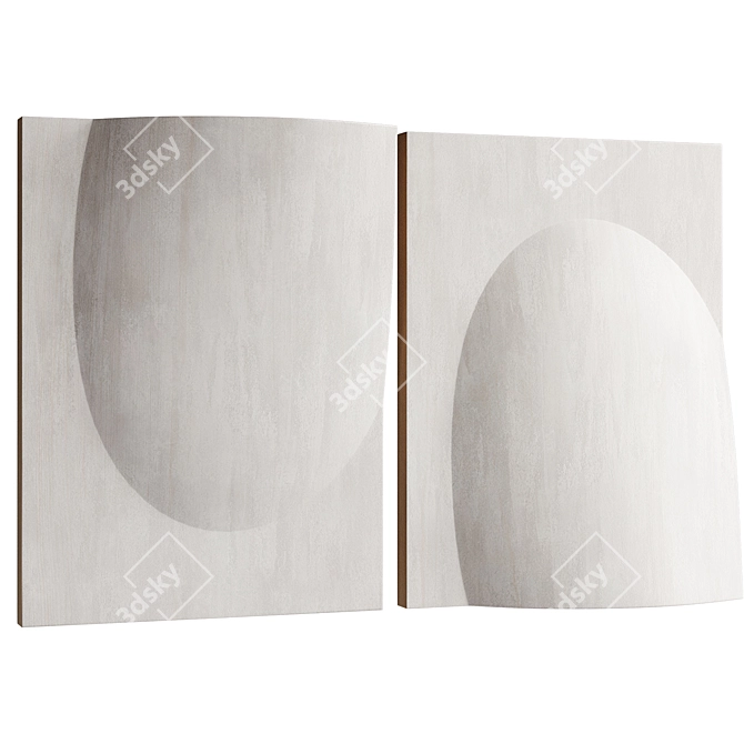 Dual Oval Abstract Wall Art 3D model image 1