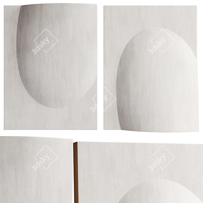 Dual Oval Abstract Wall Art 3D model image 3