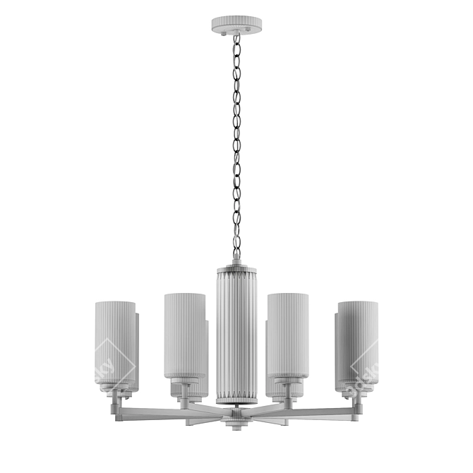 Modern White Glass Pendant Chandelier 3D model image 4