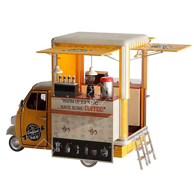 PA Yellow Coffee Truck Model 3D model image 2