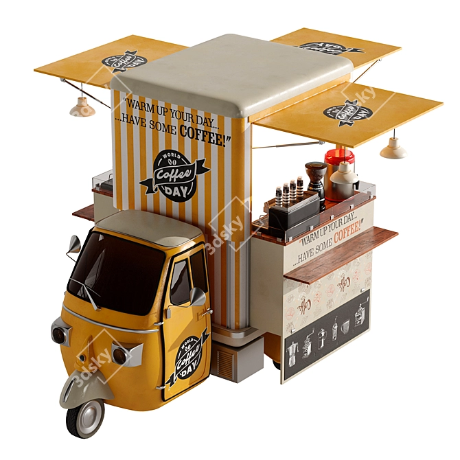 PA Yellow Coffee Truck Model 3D model image 3