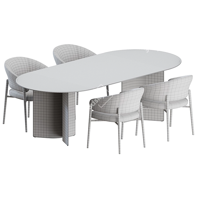 Marelli Linda Dining Set 5pc 3D model image 1