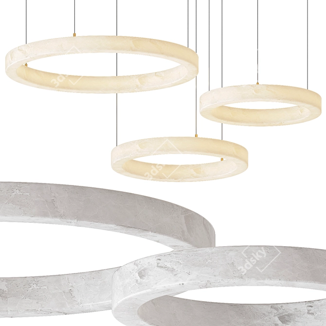 Elegant Alabaster Glass Chandelier 3D model image 1
