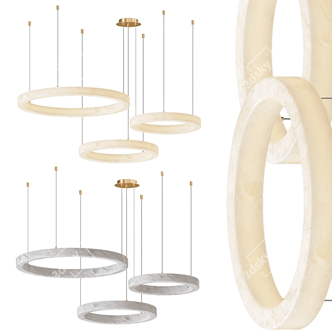 Elegant Alabaster Glass Chandelier 3D model image 2