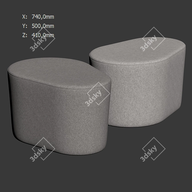 Taba Pouf by Moroso, Stylish Ottoman 3D model image 5