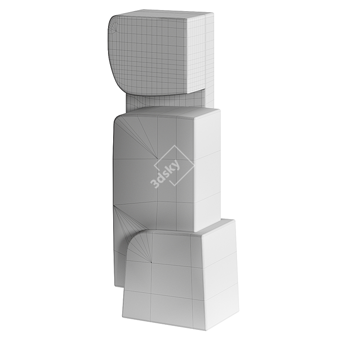 Organic Statement Beige Marble Totem 3D model image 2