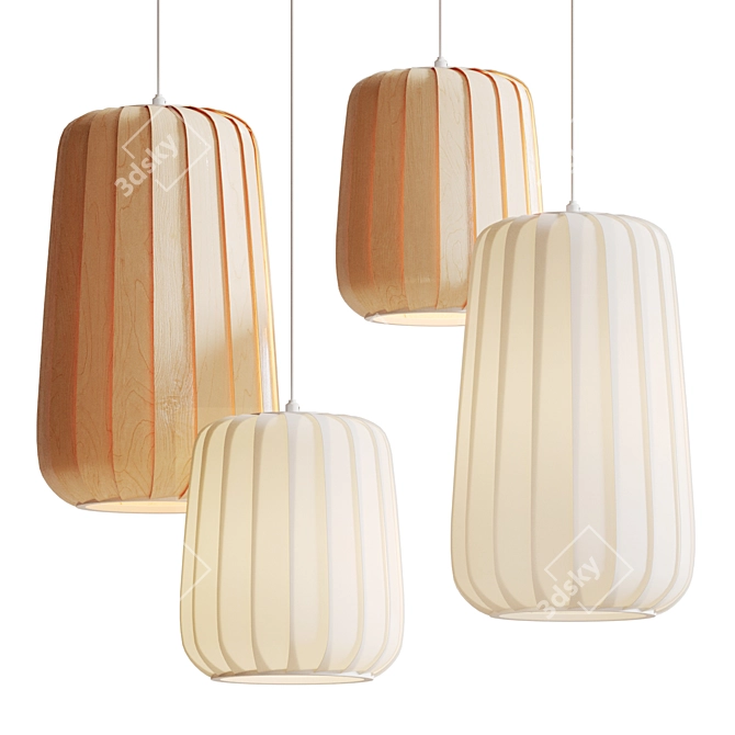 Elegant Glass and Wood Lamp 3D model image 1