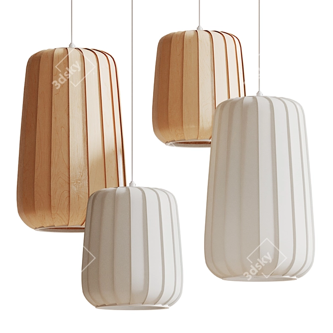 Elegant Glass and Wood Lamp 3D model image 2
