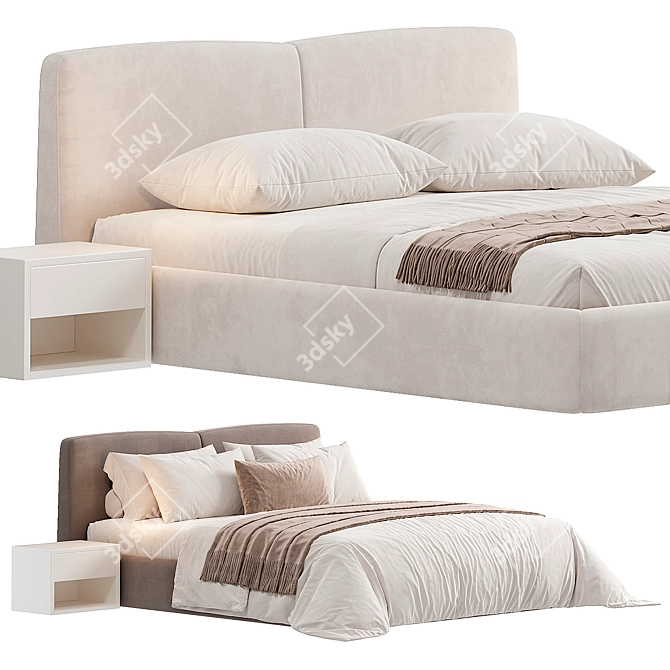 Modern Vico Bed in 3D 3D model image 1