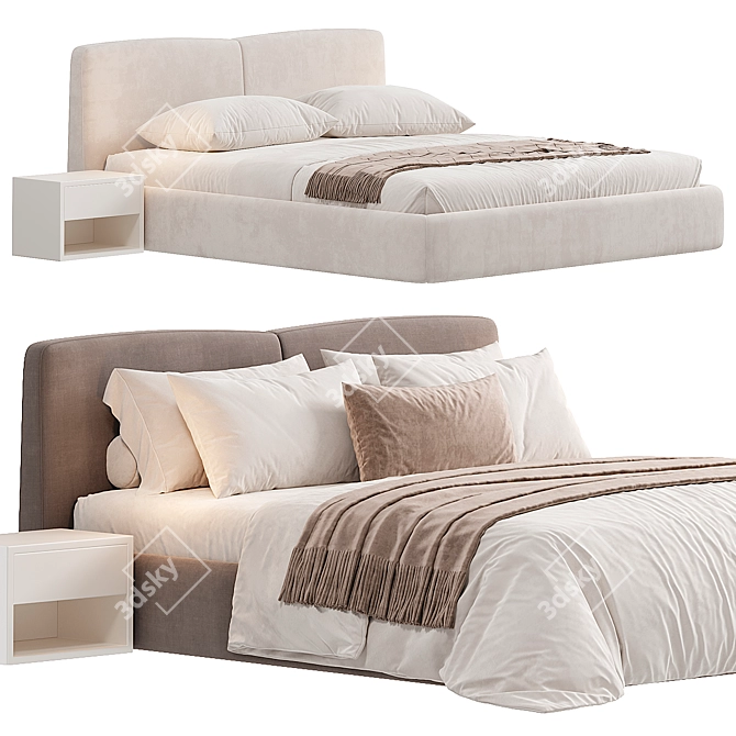 Modern Vico Bed in 3D 3D model image 2