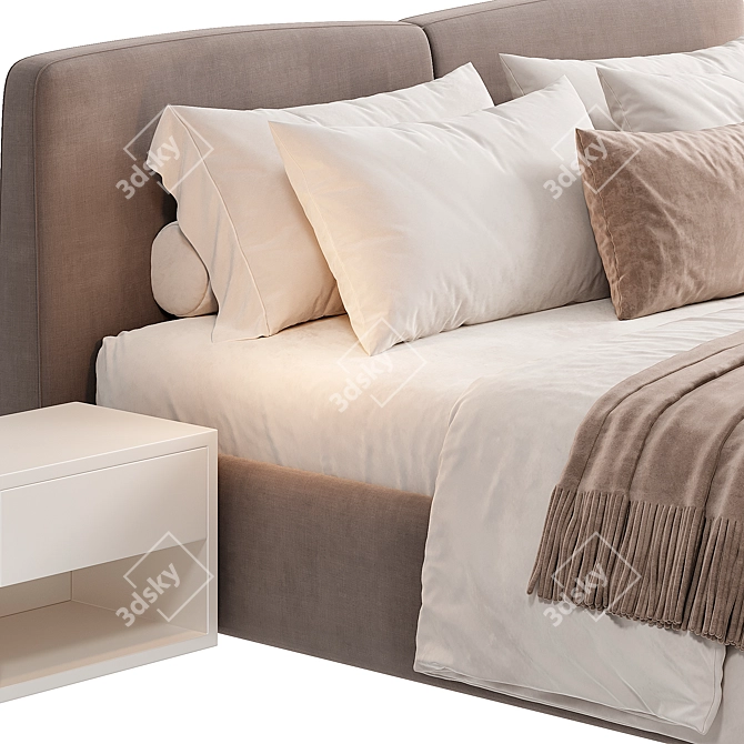 Modern Vico Bed in 3D 3D model image 5
