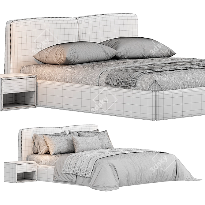 Modern Vico Bed in 3D 3D model image 7