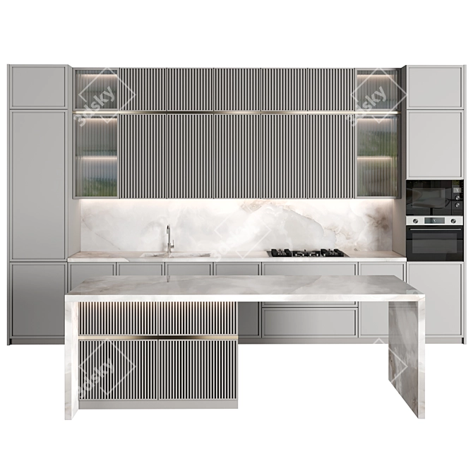 Modern Island Kitchen 126 3D model image 5