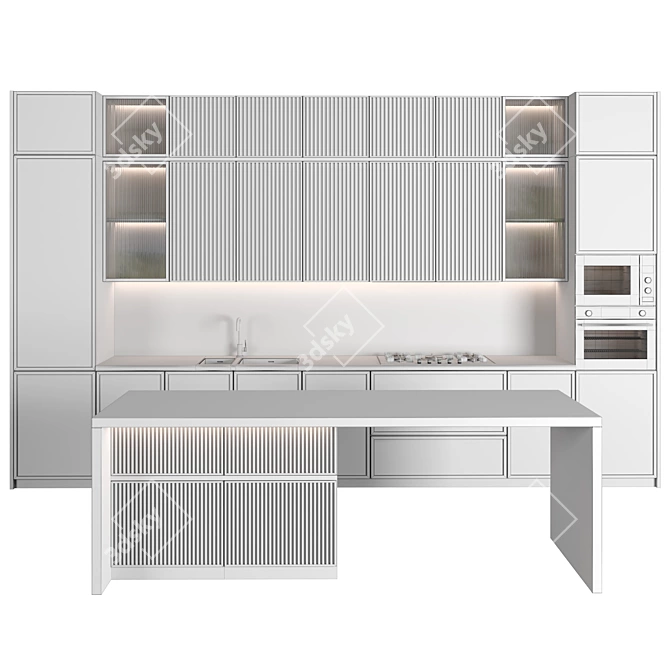 Modern Island Kitchen 126 3D model image 3