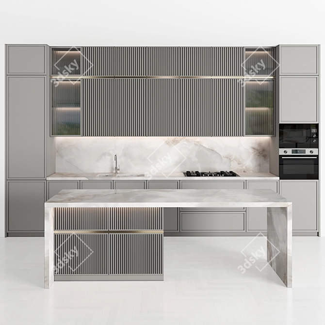 Modern Island Kitchen 126 3D model image 4