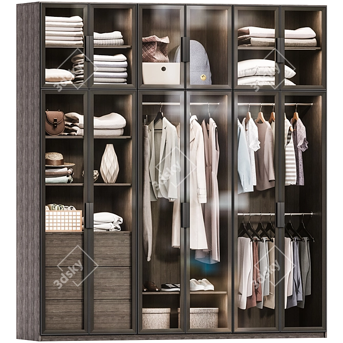 Modern Wardrobe Set with PAX Fillings 3D model image 1